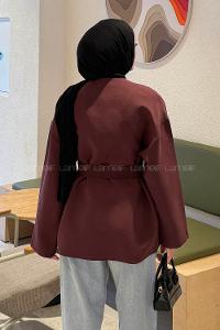 Plum Crew Neck Long Arm Polyester Jacket