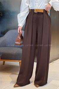 Lamelif Kemerli Salaş Pantolon Kahverengi