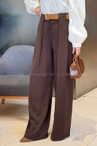 Lamelif Kemerli Salaş Pantolon Kahverengi