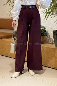 Lamelif Krep Palazzo Pantolon Mürdüm