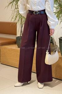 Lamelif Krep Palazzo Pantolon Mürdüm