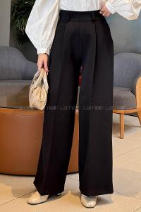 Lamelif Krep Palazzo Pantolon Siyah