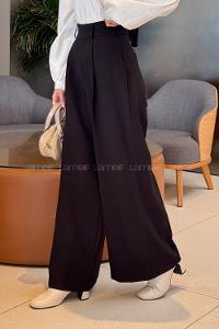 Lamelif Krep Palazzo Pantolon Siyah