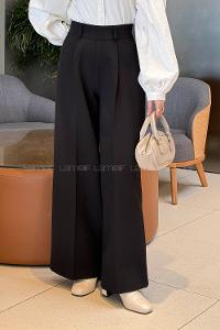 Lamelif Krep Palazzo Pantolon Siyah