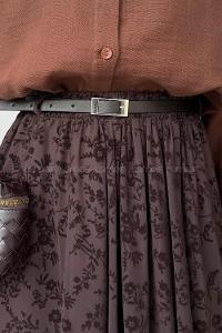 Lamelif Astarlı Tül Etek Acı Kahve