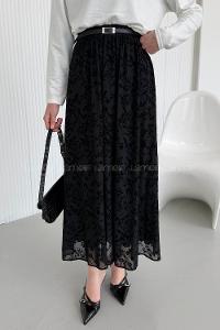 Lamelif Astarlı Tül Etek Siyah