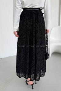 Lamelif Astarlı Tül Etek Siyah