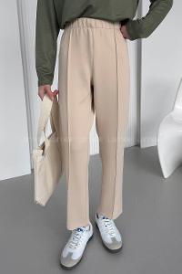 Beige Regular Trousers High Waist Regular Cut Bottom Tracksuit