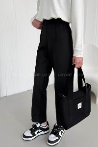 Lamelif Önü Çımalı Scuba Pantolon Siyah