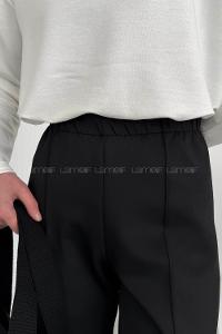 Lamelif Önü Çımalı Scuba Pantolon Siyah