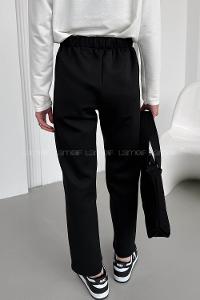 Lamelif Önü Çımalı Scuba Pantolon Siyah