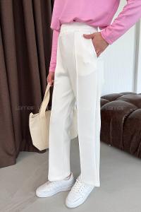 White Regular Trousers High Waist Regular Cut Bottom Tracksuit