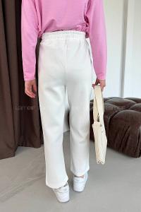 White Regular Trousers High Waist Regular Cut Bottom Tracksuit
