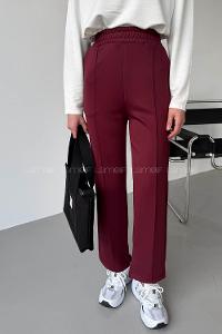 Claret Red Regular Trousers High Waist Regular Cut Bottom Tracksuit