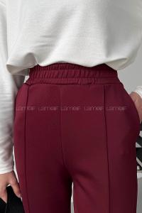 Claret Red Regular Trousers High Waist Regular Cut Bottom Tracksuit