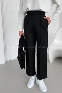 Black Regular Trousers High Waist Regular Cut Bottom Tracksuit