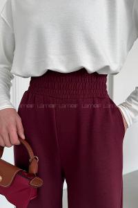 Claret Red Regular Trousers High Waist Regular Cut Bottom Tracksuit