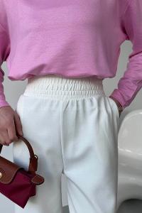 Lamelif Oysho Yüksek Bel Lastikli Eşofman Altı Ekru