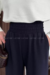 Navy Blue Regular Trousers High Waist Regular Cut Bottom Tracksuit