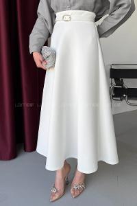 Lamelif Scuba Çan Etek Beyaz