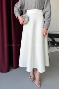 Lamelif Scuba Çan Etek Beyaz