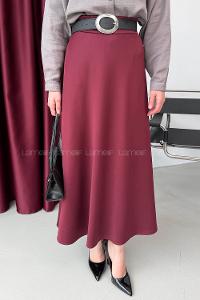 Lamelif Scuba Çan Etek Bordo