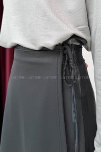 Lamelif Scuba Yandan Bağlamalı Çan Etek Antrasit