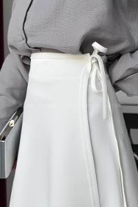 Lamelif Scuba Yandan Bağlamalı Çan Etek Beyaz