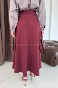 Lamelif Scuba Yandan Bağlamalı Çan Etek Bordo