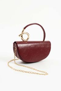 Lamelif  Aura Gold Detaylı El ve Omuz Çantası - Bordo