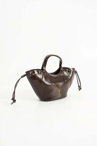 Lamelif Deri Görünümlü Kadın Kol Çantası Bordo