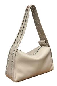 Lamelif Gümüş Nokta Detaylı Kadın Yumuşak Deri Kadın Çanta Bej