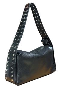 Lamelif Gümüş Nokta Detaylı Kadın Yumuşak Deri Kadın Çanta Siyah