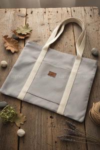 Lamelif Kadın Kanvas Büyük Boy Kol Ve Omuz Çantası Fermuarlı Gri