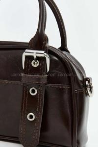 Lamelif Montanna Gümüş Detaylı Kadın El Ve Omuz Çantası Acı Kahve