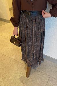 Lamelif Baskılı Etek Acı Kahve