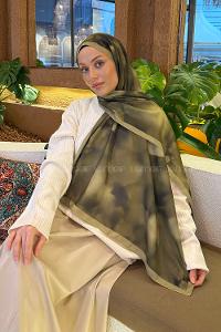 Lamelif Batik Desen Soft Şal Haki