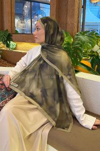 Lamelif Batik Desen Soft Şal Haki