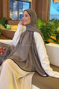 Lamelif Biyeli Müslin Şal Asker Yeşili Lacivert