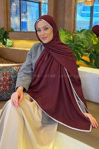 Burgundy Bone Cotton Fabric Straight Shawl