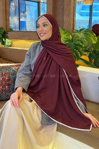 Burgundy Bone Cotton Fabric Straight Shawl