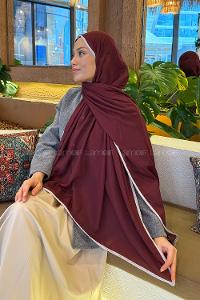 Burgundy Bone Cotton Fabric Straight Shawl
