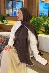 Chocolate Brown Cotton Fabric Straight Shawl