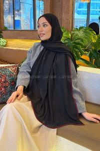 Burgundy Black Cotton Fabric Straight Shawl