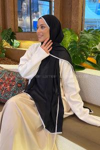 Black Bone Cotton Fabric Straight Shawl