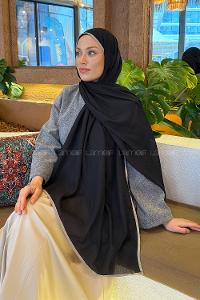Black Jasmine Cotton Fabric Straight Shawl