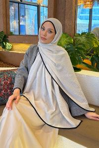 Lamelif Biyeli Müslin Şal Taş Siyah