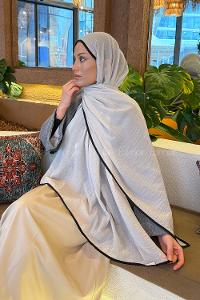 Lamelif Biyeli Müslin Şal Taş Siyah