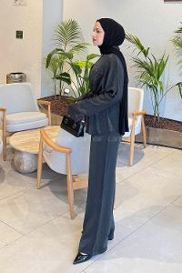 Lamelif Pantolonlu Takım Siyah