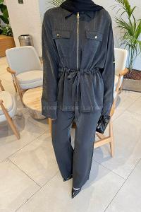 Lamelif Pantolonlu Takım Siyah